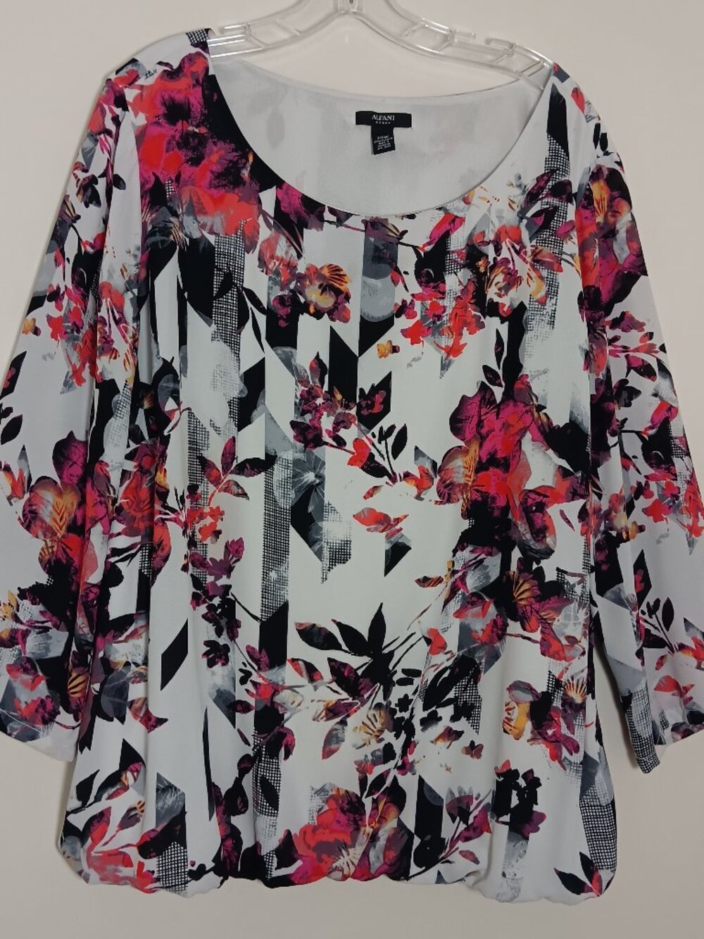 Alfani women  blouse 24w floral abstract geometric 3/4 sleeve  plus size